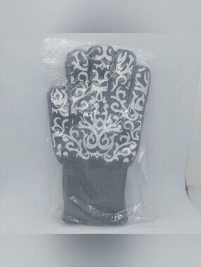 Temptations By Tara Oven Gloves Gray White 11.5" Long Kitchen Utensil Utility